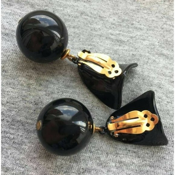 Robert Lee Morris Raindrop Earrings | Robert Lee Morris Gallery VTG Robert Lee Morris black ball drop EARRINGS Verified Authentic